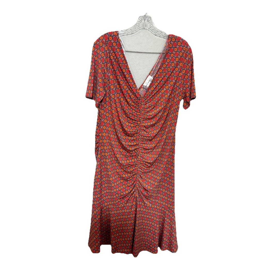 Donna Morgan Womens Size 16 Ruched Front Geometric V-Neck Sheath Dress NWT